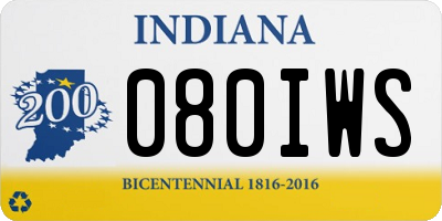 IN license plate 080IWS