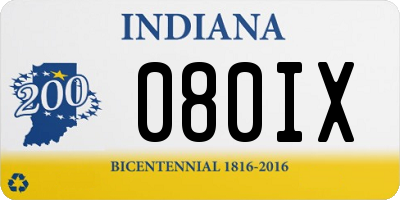 IN license plate 080IX