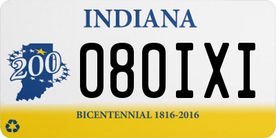 IN license plate 080IXI