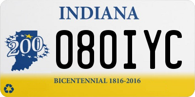 IN license plate 080IYC
