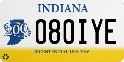 IN license plate 080IYE