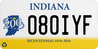 IN license plate 080IYF