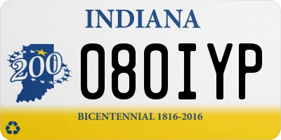 IN license plate 080IYP