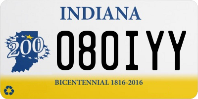 IN license plate 080IYY
