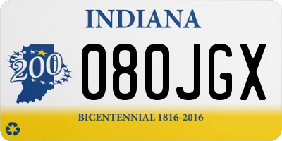 IN license plate 080JGX