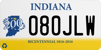 IN license plate 080JLW