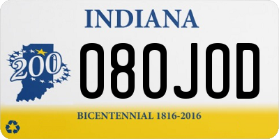 IN license plate 080JOD