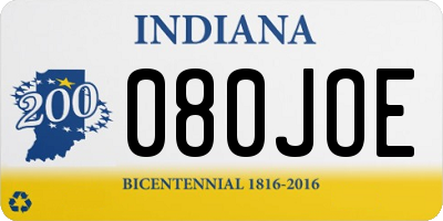 IN license plate 080JOE