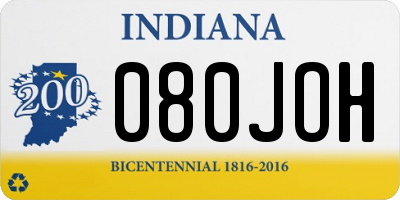 IN license plate 080JOH