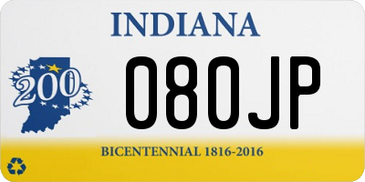 IN license plate 080JP