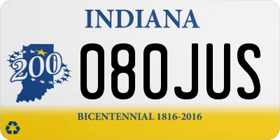 IN license plate 080JUS