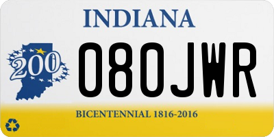 IN license plate 080JWR