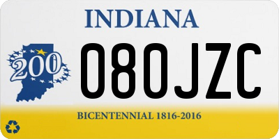 IN license plate 080JZC