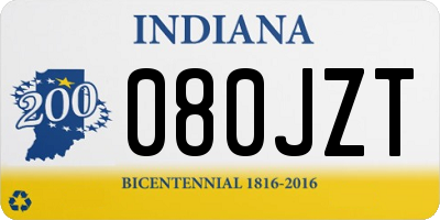 IN license plate 080JZT