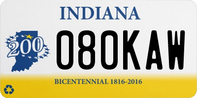 IN license plate 080KAW