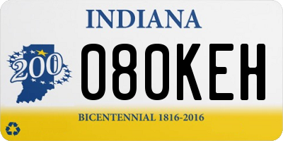 IN license plate 080KEH