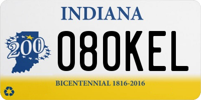 IN license plate 080KEL