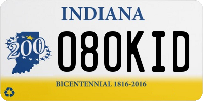 IN license plate 080KID