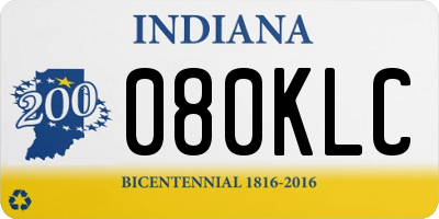 IN license plate 080KLC