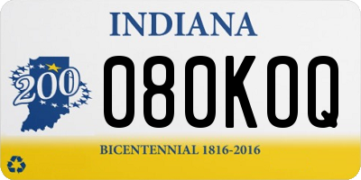 IN license plate 080KOQ