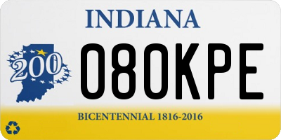 IN license plate 080KPE