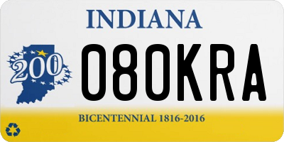 IN license plate 080KRA