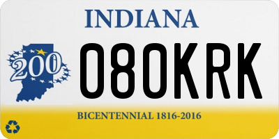 IN license plate 080KRK