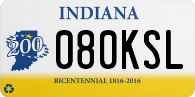 IN license plate 080KSL