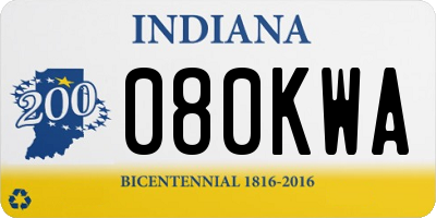 IN license plate 080KWA
