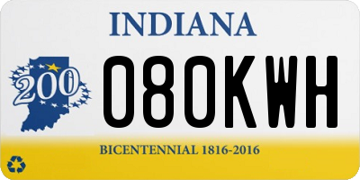 IN license plate 080KWH