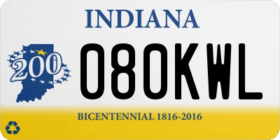 IN license plate 080KWL