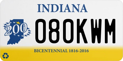 IN license plate 080KWM