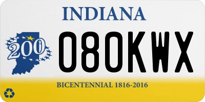 IN license plate 080KWX