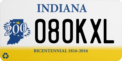 IN license plate 080KXL