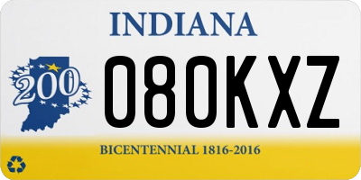 IN license plate 080KXZ