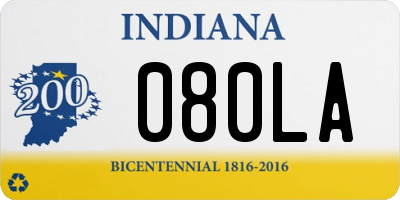 IN license plate 080LA