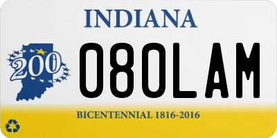 IN license plate 080LAM
