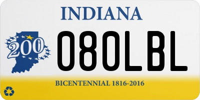 IN license plate 080LBL