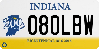 IN license plate 080LBW