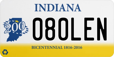 IN license plate 080LEN