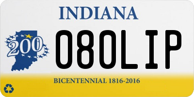 IN license plate 080LIP