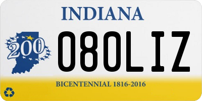 IN license plate 080LIZ