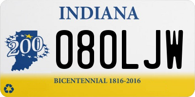 IN license plate 080LJW