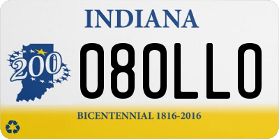 IN license plate 080LLO