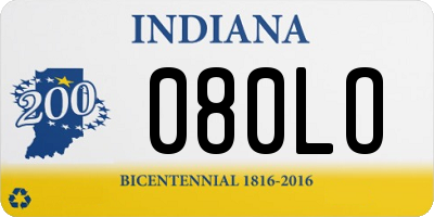 IN license plate 080LO