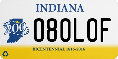 IN license plate 080LOF