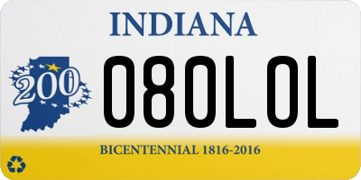 IN license plate 080LOL