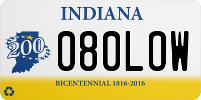IN license plate 080LOW