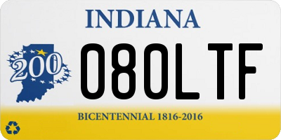 IN license plate 080LTF