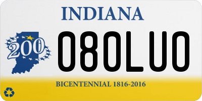 IN license plate 080LUO